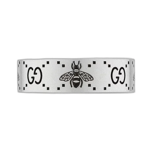 GG and bee engraved ring