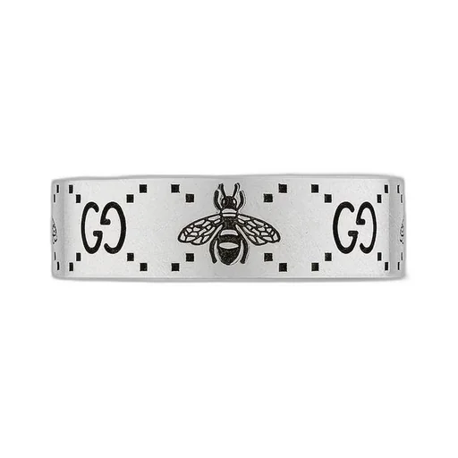 GG and bee engraved ring