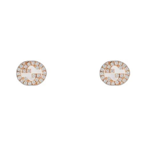 Gucci Interlocking stud earrings with diamonds
