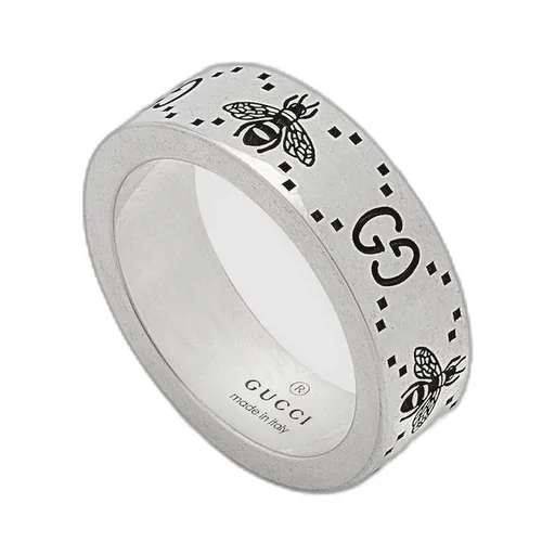 GG and bee engraved ring
