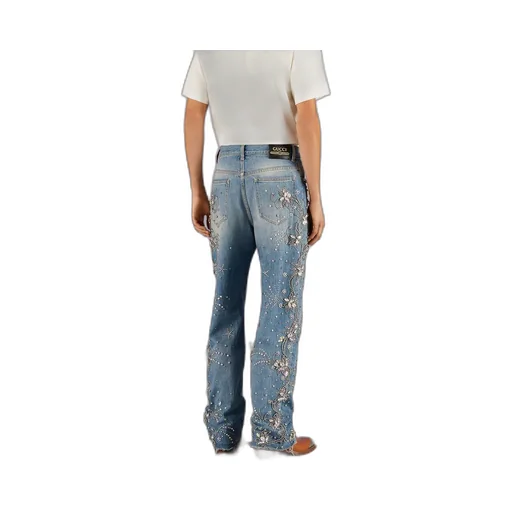 Denim trouser with crystal trim
