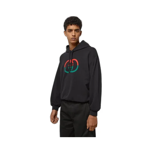 Cotton jersey printed hooded sweatshirt
