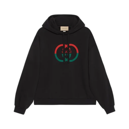 Cotton jersey printed hooded sweatshirt