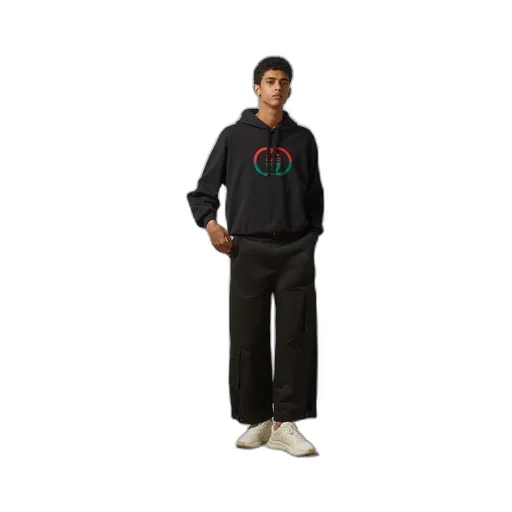 Cotton jersey printed hooded sweatshirt