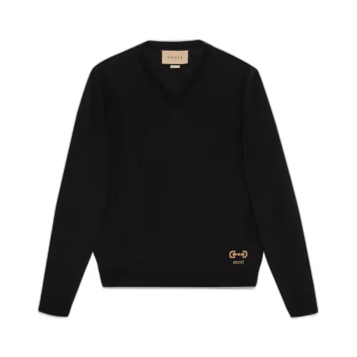 Wool knit V-neck jumper