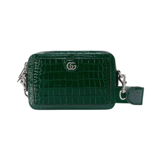 Crocodile crossbody bag with Double G