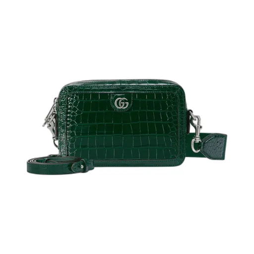Crocodile crossbody bag with Double G