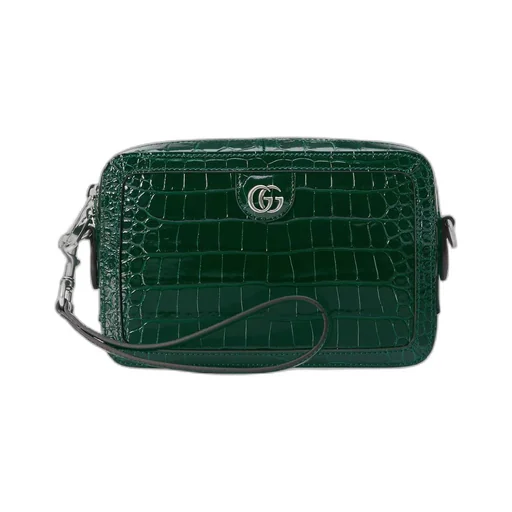 Crocodile crossbody bag with Double G