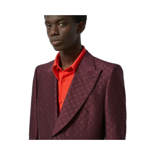 Horsebit wool silk jacquard jacket