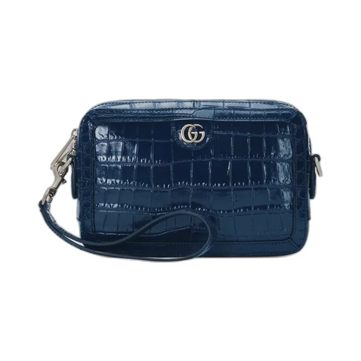Crocodile crossbody bag with Double G