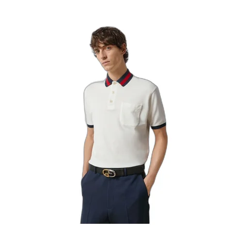 Cotton piquet polo with Web collar