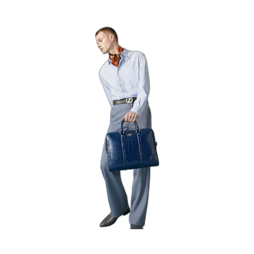 Crocodile briefcase with Double G