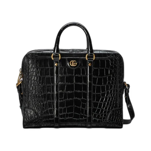 Crocodile briefcase with Double G