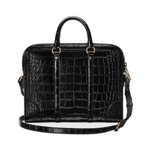 Crocodile briefcase with Double G