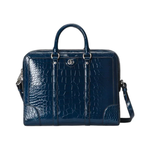 Crocodile briefcase with Double G