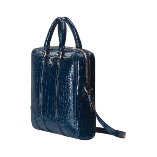 Crocodile briefcase with Double G