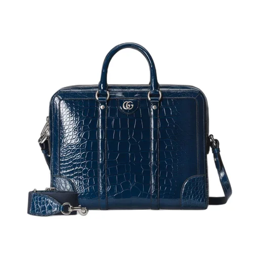 Crocodile briefcase with Double G