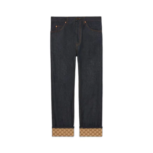 Denim trousers with cuffs