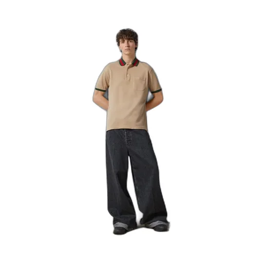 Cotton piquet polo with Web collar