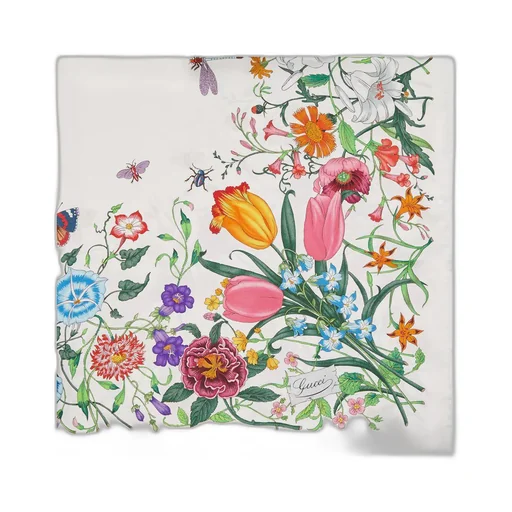 Flora print silk carré