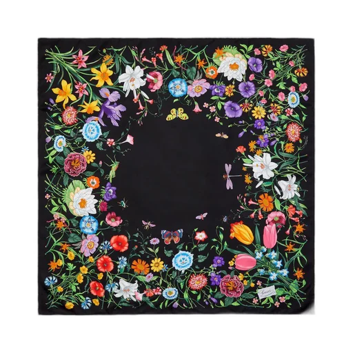 Flora print silk carré