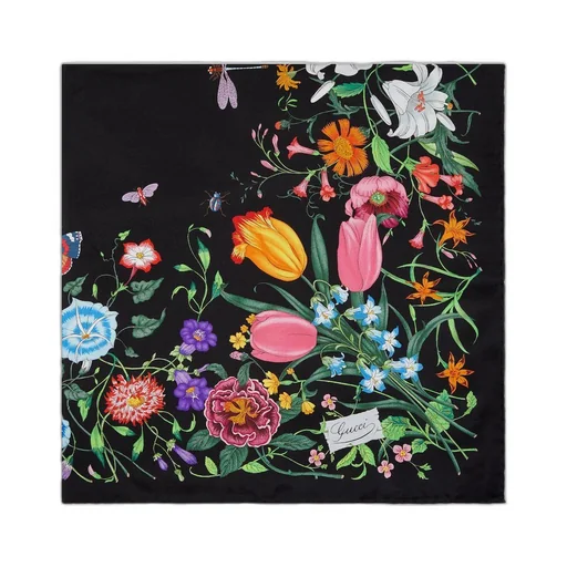 Flora print silk carré