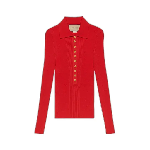 Extra fine rib viscose polo shirt