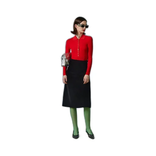 Extra fine rib viscose polo shirt
