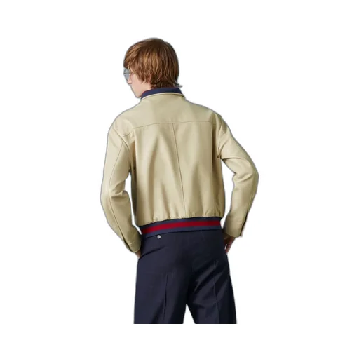 Leather bomber jacket