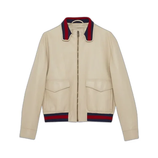 Leather bomber jacket
