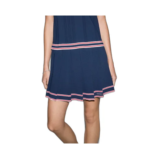 Pleated skirt with striped trim