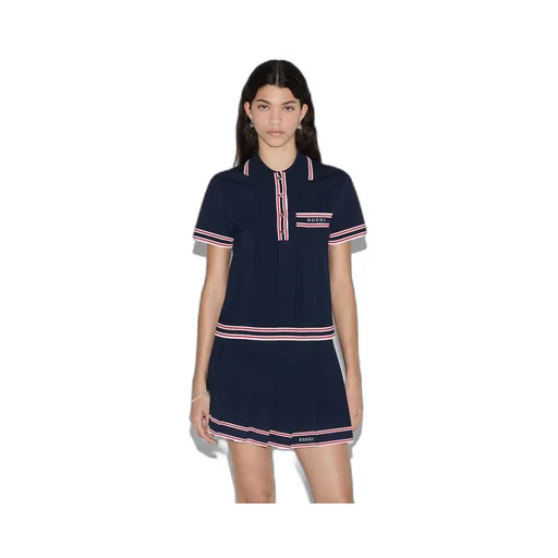 Polo top with striped trim