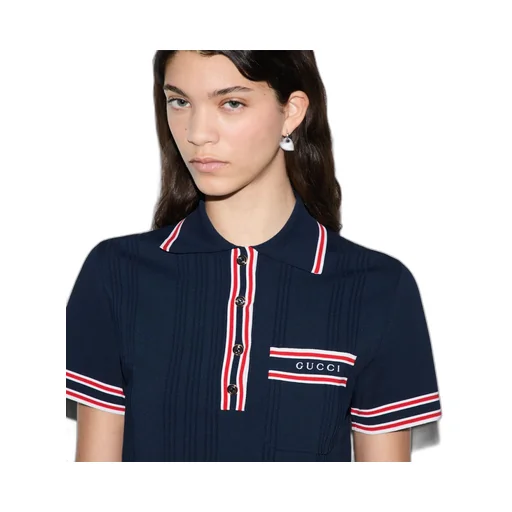 Polo top with striped trim