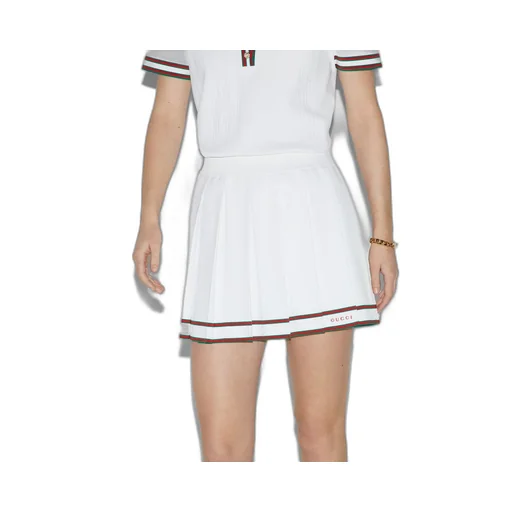 Short pleated skirt with striped trim