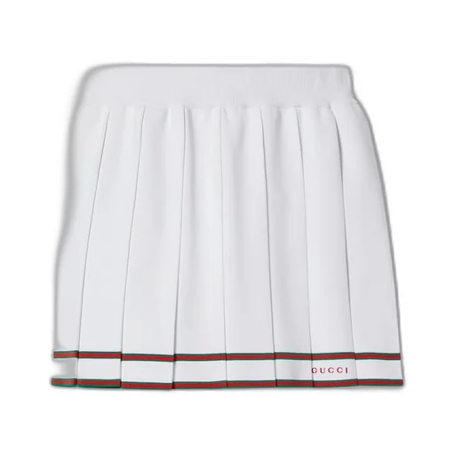 Short pleated skirt with striped trim