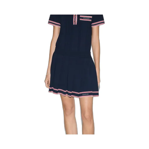Pleated skirt with striped trim