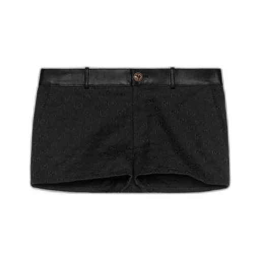 GG canvas and leather shorts