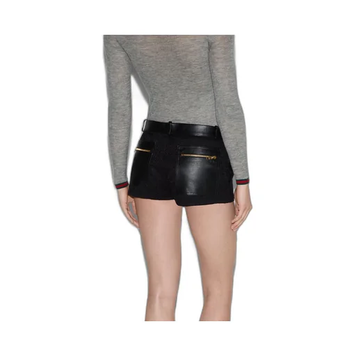 GG canvas and leather shorts