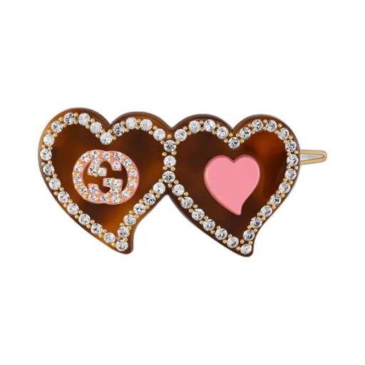 Hair clip with GG and hearts