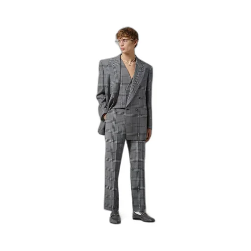 Horsebit check wool tailored trouser