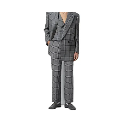 Horsebit check wool tailored trouser