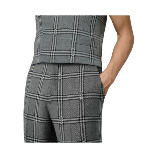 Horsebit check wool tailored trouser