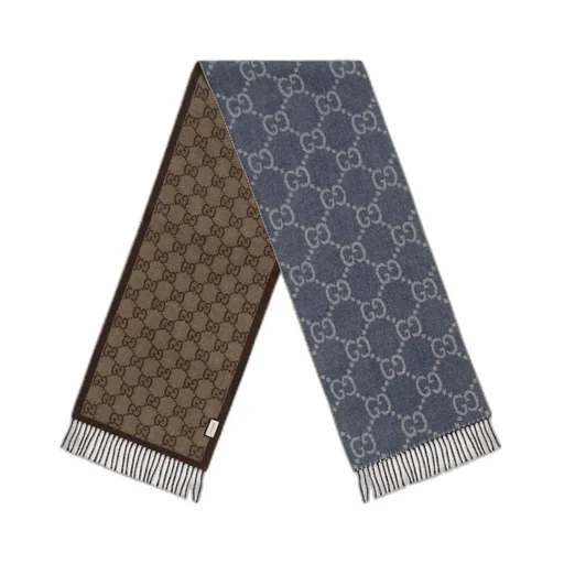 GG jacquard knit scarf with tassels