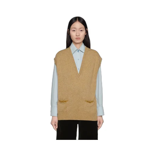 Cashmere vest with chain detail