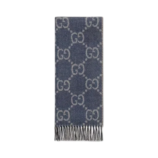 GG jacquard knit scarf with tassels