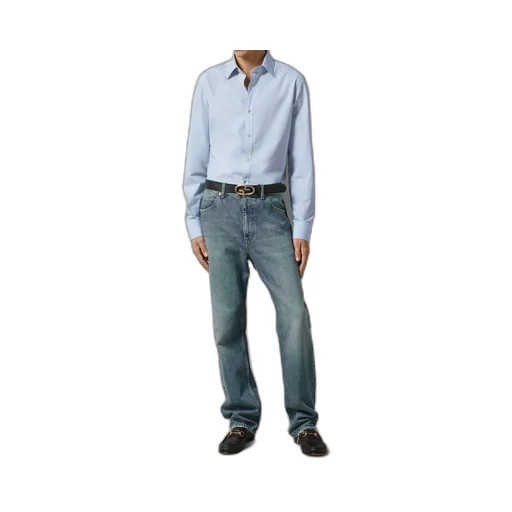 Straight-leg denim trousers