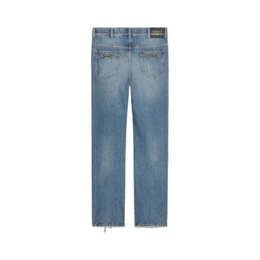 Straight-leg denim trousers