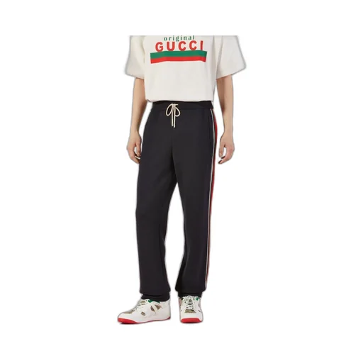 Wool jersey track bottoms with Web