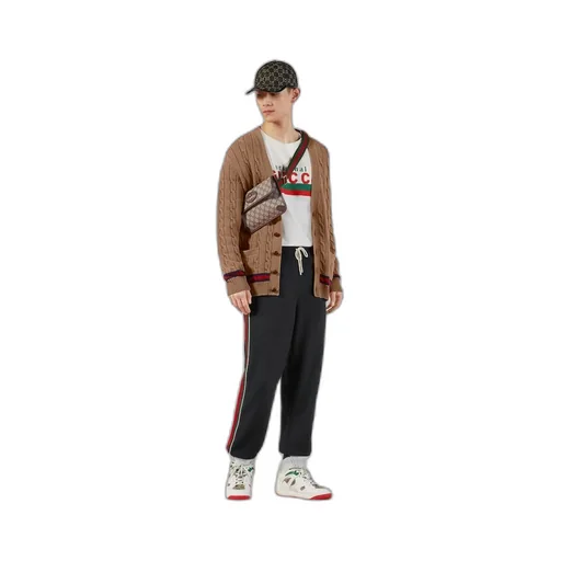 Wool jersey track bottoms with Web