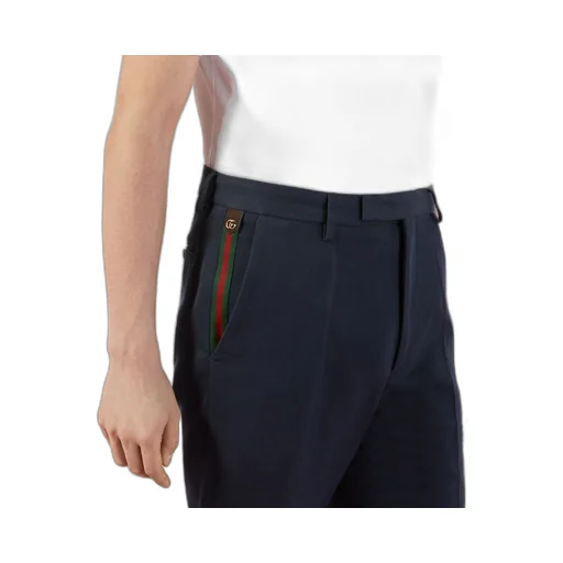 Cotton ankle trousers with Web
